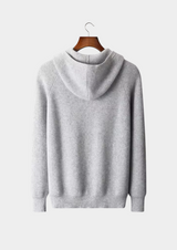 PURE EXTRA-FINE MERINO WOOL RIBBED ZIP HOODIE