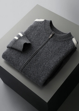PURE EXTRA-FINE MERINO WOOL STRIPED CARDIGAN