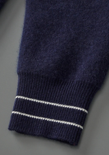 PURE EXTRA-FINE MERINO WOOL TWO-TONE POLO CARDIGAN