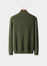 PURE CASHMERE OLIVE RIBBED HALF ZIP