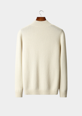 PURE CASHMERE IVORY PATTERNED MOCKNECK