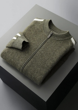 PURE EXTRA-FINE MERINO WOOL STRIPED CARDIGAN