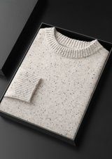 PURE CASHMERE WHITE NEPPED ESSENTIAL CREWNECK