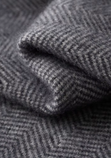 PURE EXTRA-FINE MERINO WOOL GRAY HERRINGBONE SET