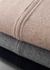 PURE EXTRA-FINE MERINO WOOL TWO-TONE ZIP CARDIGAN