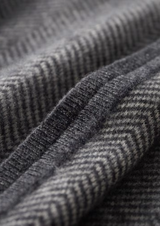 PURE EXTRA-FINE MERINO WOOL GRAY HERRINGBONE SET