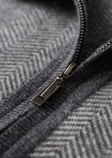 PURE EXTRA-FINE MERINO WOOL GRAY HERRINGBONE SET