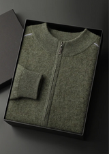 PREMIUM CASHMERE TWO TONE ZIP CARDIGAN