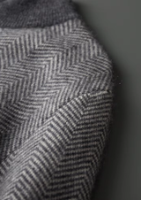 PURE EXTRA-FINE MERINO WOOL GRAY HERRINGBONE SET
