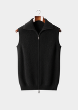 PURE CASHMERE BLACK BODY WARMER VEST