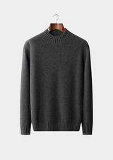 PURE CASHMERE LIGHT GRAY MOCKNECK SWEATER