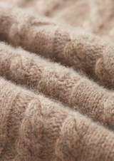 PURE CASHMERE BEIGE CABLE HALF ZIP SWEATER