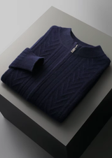 PURE EXTRA-FINE MERINO WOOL PATTERNED ZIP CARDIGAN