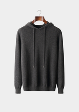 PURE EXTRA-FINE MERINO WOOL DARK GRAY LEISURE HOODIE