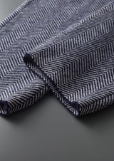 PURE EXTRA-FINE MERINO WOOL NAVY BLUE HERRINGBONE SET