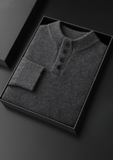 PURE CASHMERE DARK GRAY BUTTON SWEATER