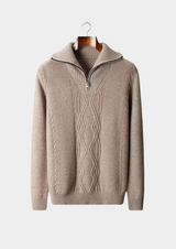 PURE EXTRA-FINE MERINO WOOL HALF ZIP SWEATER