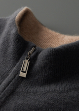 PURE CASHMERE DARK GRAY DUAL ZIP CARDIGAN