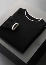PURE EXTRA-FINE MERINO WOOL TWO TONE CREWNECK