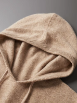 PURE EXTRA-FINE MERINO WOOL BEIGE LEISURE HOODIE