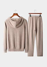 PURE EXTRA-FINE MERINO WOOL BEIGE SAVRO SET