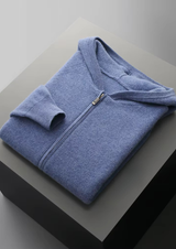 PURE EXTRA-FINE MERINO WOOL RIBBED ZIP HOODIE