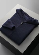 PURE EXTRA-FINE MERINO WOOL RIBBED ZIP HOODIE