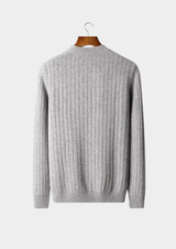 PURE EXTRA-FINE MERINO WOOL HERRINGBONE CREWNECK