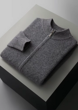 PURE EXTRA-FINE MERINO WOOL ZIPPER CARDIGAN