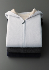 PREMIUM CASHMERE TWO-TONE ZIPPER HOODIE