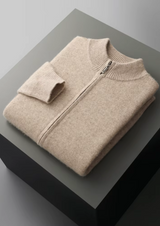 PURE EXTRA-FINE MERINO WOOL ZIPPER CARDIGAN