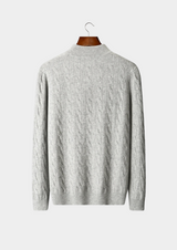 PURE EXTRA-FINE MERINO WOOL CABLE HALF ZIP