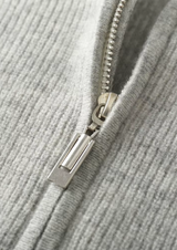 PURE EXTRA-FINE MERINO WOOL RIBBED ZIP HOODIE