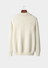 PURE EXTRA-FINE MERINO WOOL RIBBED ZIPPER CARDIGAN
