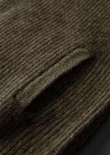 PREMIUM CASHMERE RIBBED HIGH COLLAR CARDIGAN