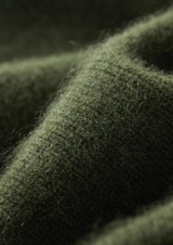 PURE CASHMERE OLIVE RIBBED HALF ZIP