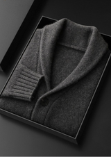 PURE CASHMERE SHAWL COLLAR CARDIGAN
