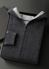 PREMIUM CASHMERE TWO-TONE ZIPPER HOODIE