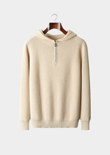 PURE EXTRA-FINE MERINO WOOL HALF ZIPPER HOODIE
