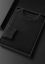 PURE CASHMERE BLACK ESSENTIAL CREWNECK
