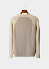 PURE EXTRA-FINE MERINO WOOL TWO TONE ZIPPER SWEATER POLO