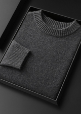 PURE CASHMERE DARK GRAY ESSENTIAL CREWNECK