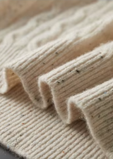 PURE EXTRA-FINE MERINO WOOL NEPPED CABLE CREWNECK
