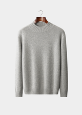 PURE CASHMERE LIGHT GRAY MOCKNECK SWEATER