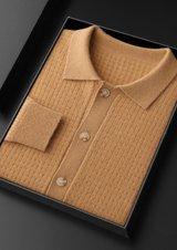 PURE CASHMERE CARAMEL TEXTURED BUTTON CARDIGAN