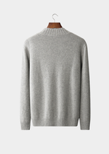 PURE CASHMERE LIGHT GRAY MOCKNECK SWEATER