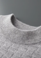 PURE EXTRA-FINE MERINO WOOL TEXTURED MOCKNECK