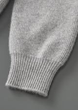 PURE EXTRA-FINE MERINO WOOL RIBBED ZIP CARDIGAN