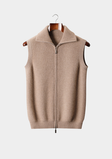 PURE CASHMERE BEIGE BODY WARMER VEST