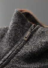 PURE CASHMERE STRIPED ZIP CARDIGAN